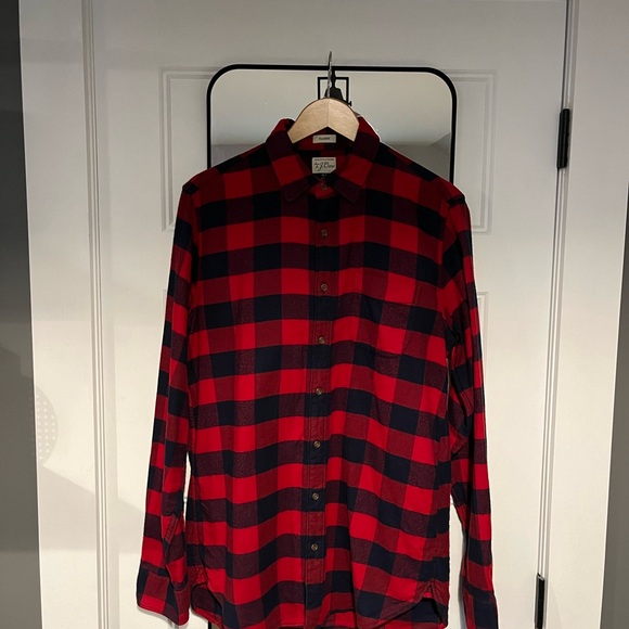 J.Crew Red and Navy Flannel (Medium Tall) - Picture 2 of 2
